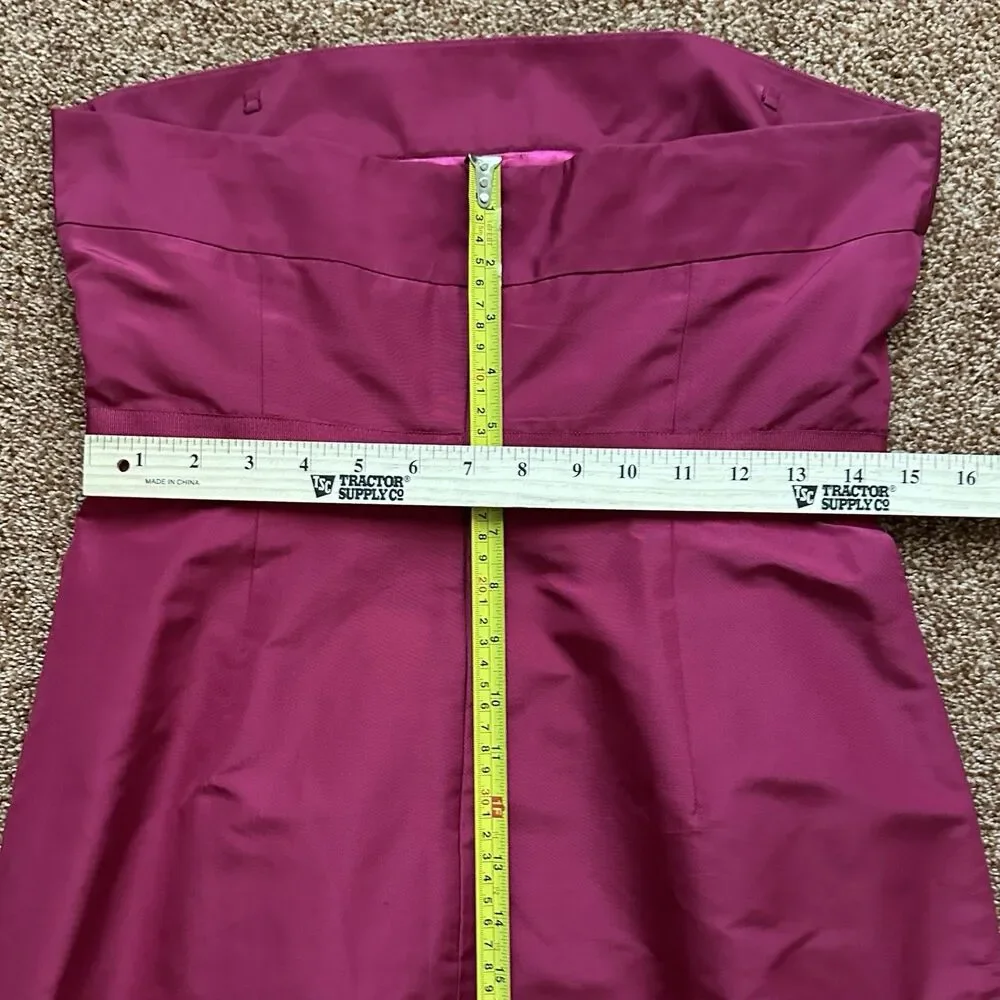 Silk J Crew Formal Dress 8 Strapless Midi Raspberry Bow Wedding Dance Formal